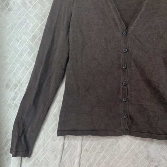Michael Kors Womens M Sweater Brown Silk Blend Button Up Cardigan Lightweight - Picture 3 of 16